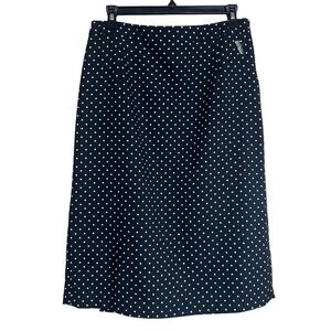 WHO WHAT WEAR Women's Black Polka Dot Midi Skirt Pleated Professional Size 6 NWT
